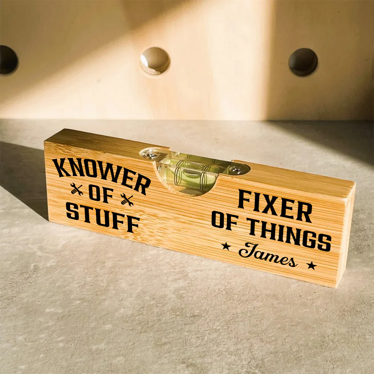 Fixer And Knower - Personalized Custom Wooden Spirit Level Bottle Opener - Image 5