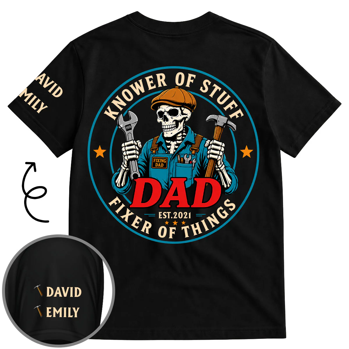 Fixing Dad - Personalized Custom Shirt With Design On Sleeve