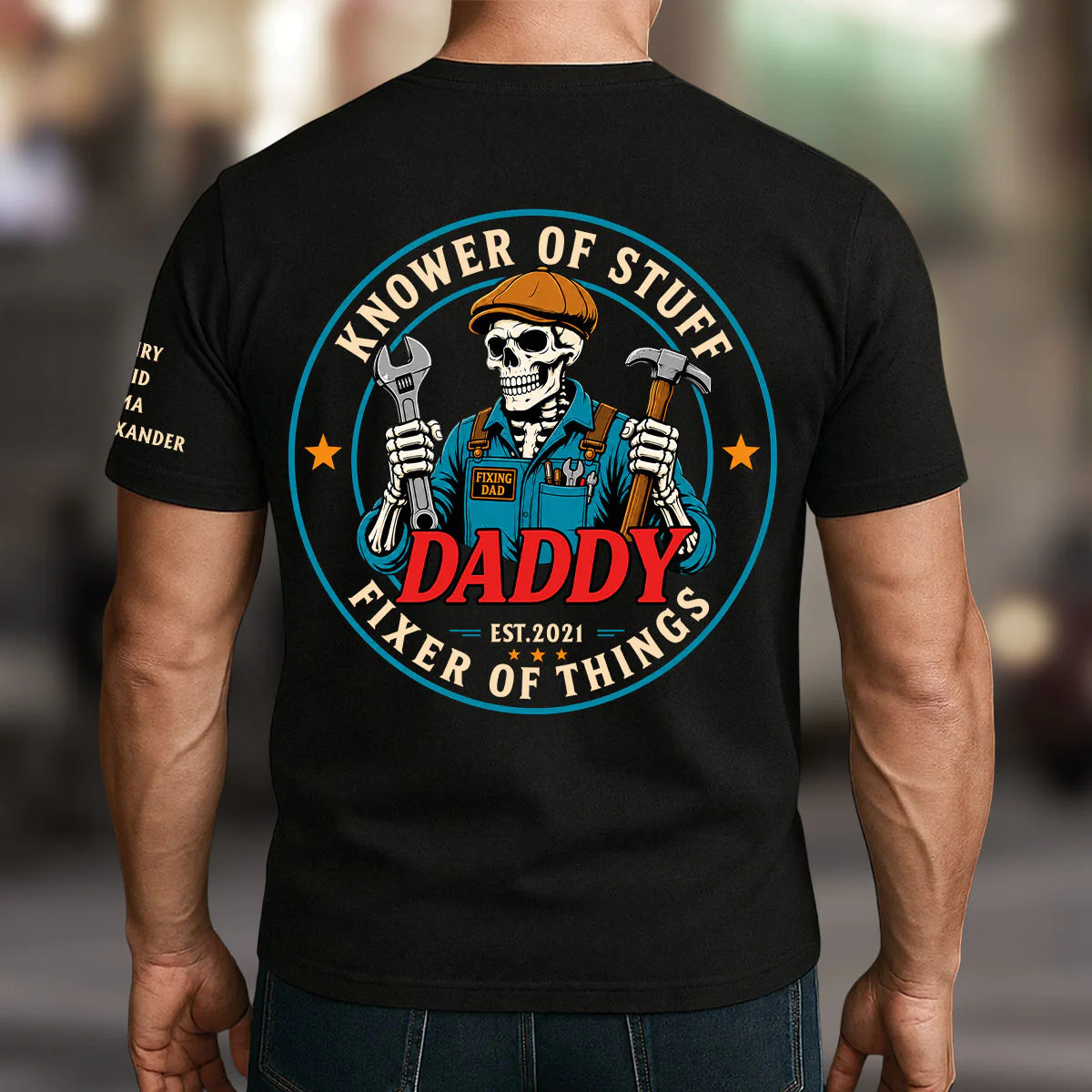 Fixing Dad - Personalized Custom Shirt With Design On Sleeve - Image 3