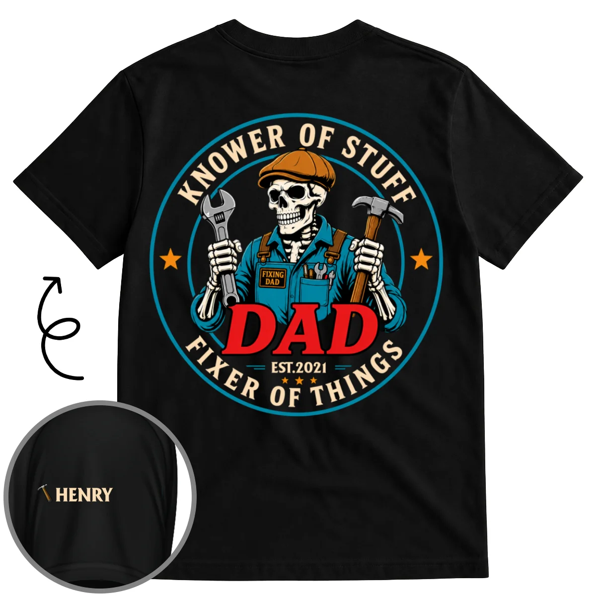Fixing Dad - Personalized Custom Shirt With Design On Sleeve - Image 6