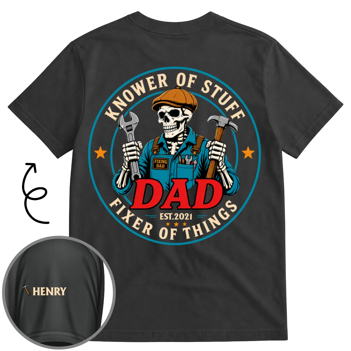 Fixing Dad - Personalized Custom Shirt With Design On Sleeve - Image 7