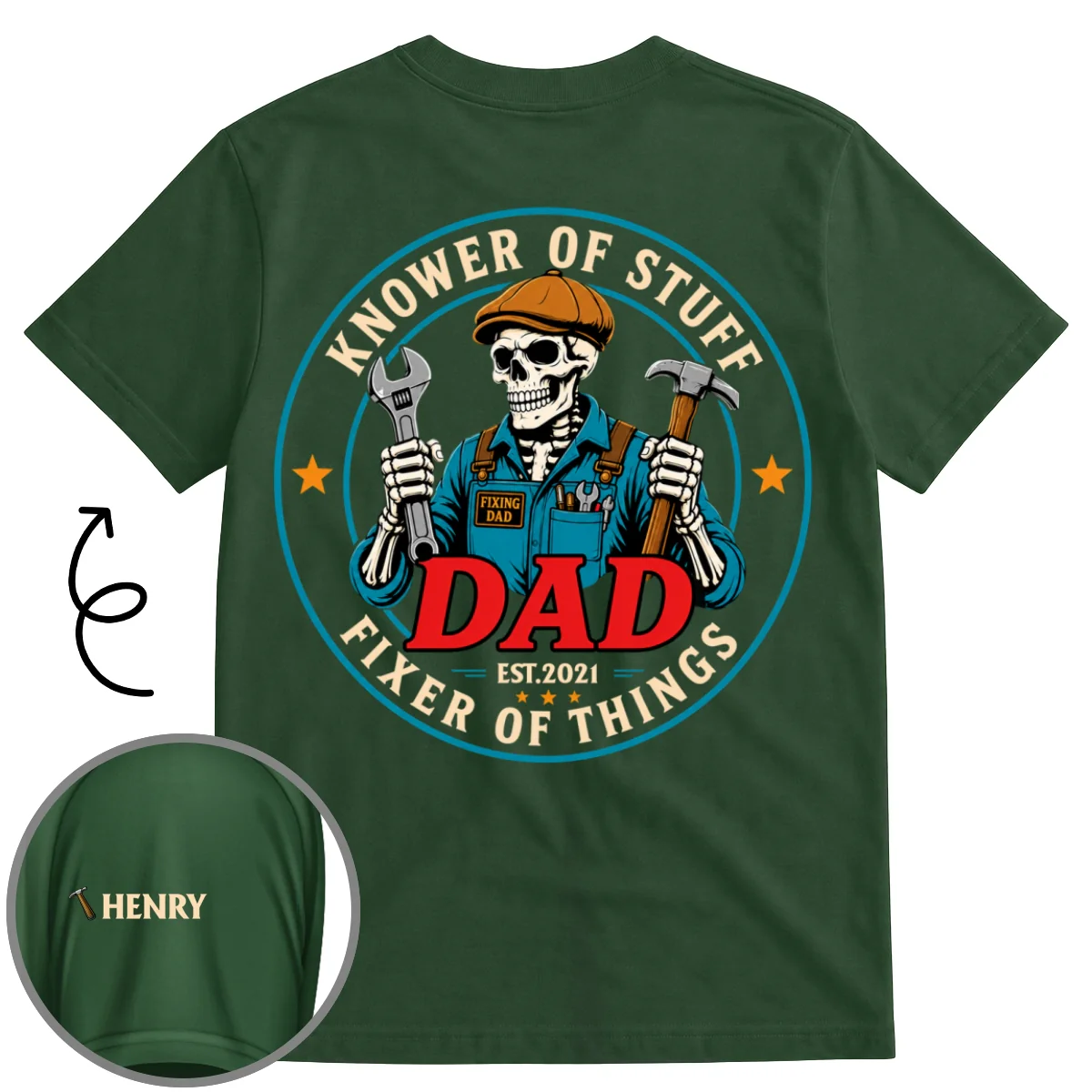 Fixing Dad - Personalized Custom Shirt With Design On Sleeve - Image 9