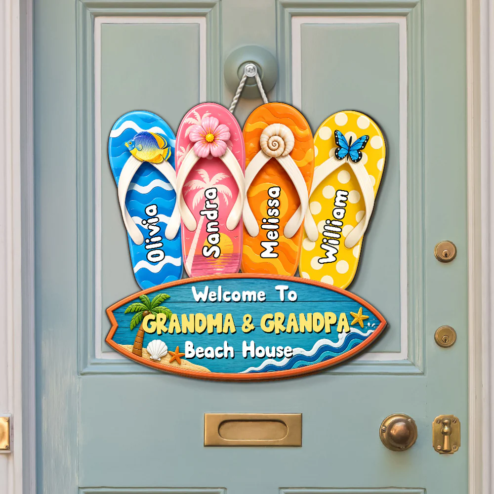 Flip Flop Family - Personalized Custom Wood Sign - Image 2