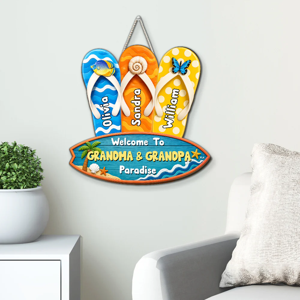Flip Flop Family - Personalized Custom Wood Sign - Image 3
