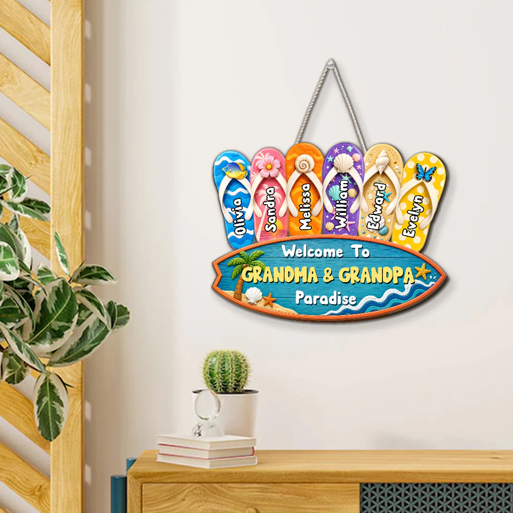 Flip Flop Family - Personalized Custom Wood Sign - Image 4