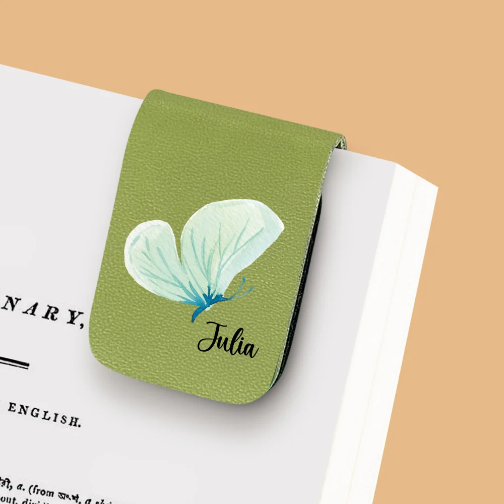 Floral Butterfly - Personalized Custom Leather Bookmark - Image 10