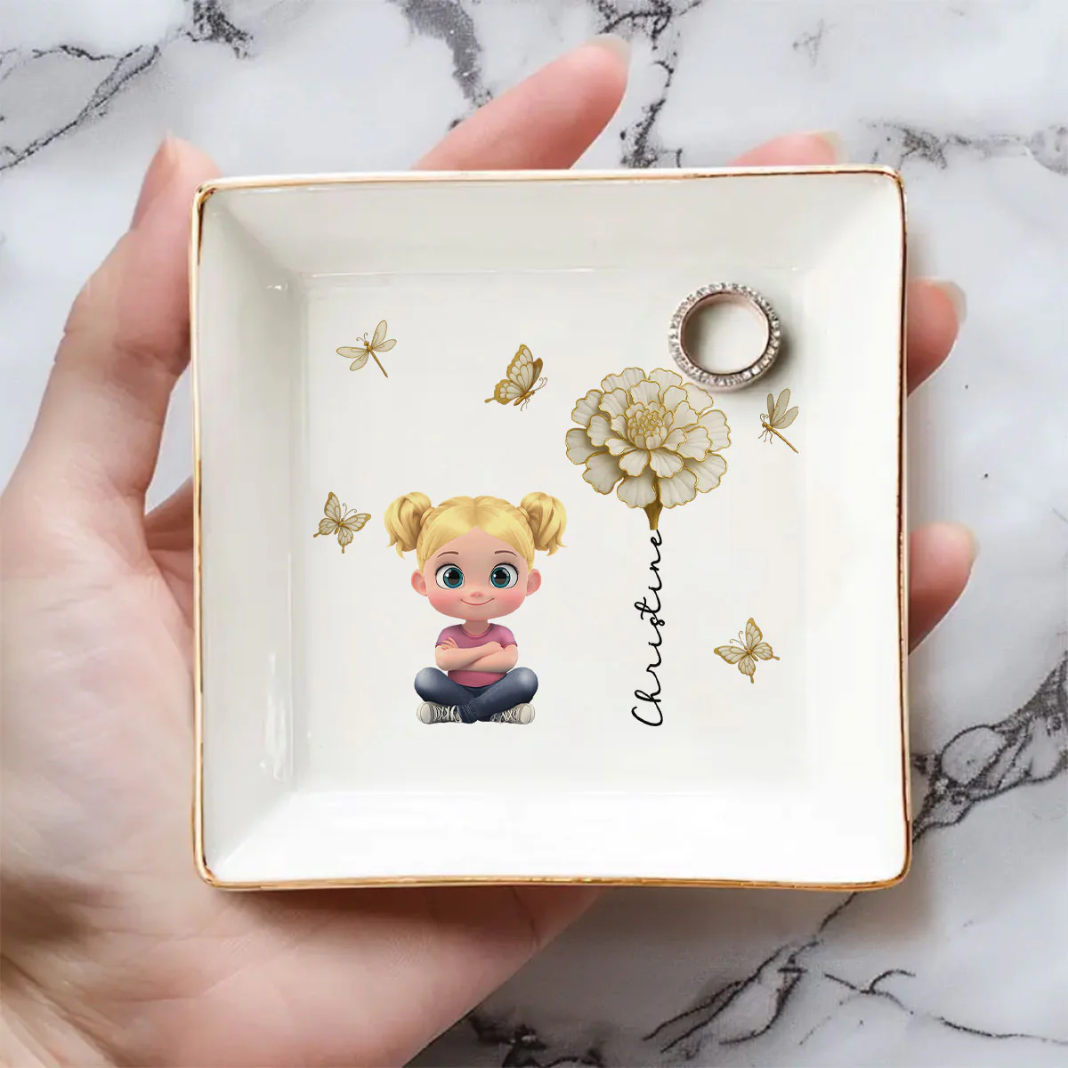 Floral Soul - Personalized Custom Jewelry Dish - Image 2