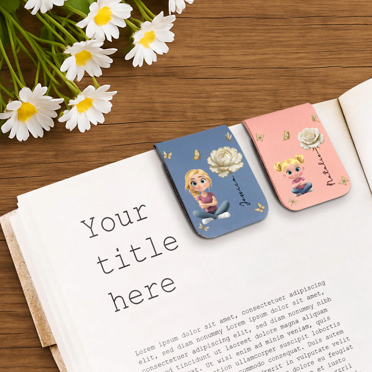 Floral Soul - Personalized Custom Leather Bookmark - Image 2