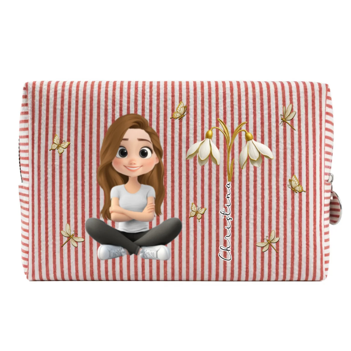 Floral Soul - Personalized Custom Seersucker Print Makeup Bag - Image 11