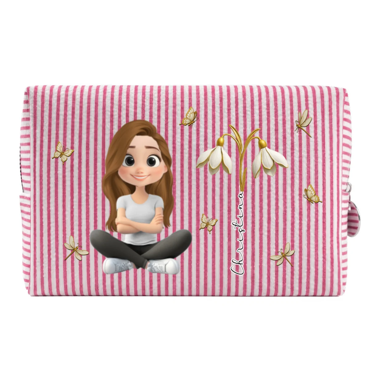 Floral Soul - Personalized Custom Seersucker Print Makeup Bag - Image 12