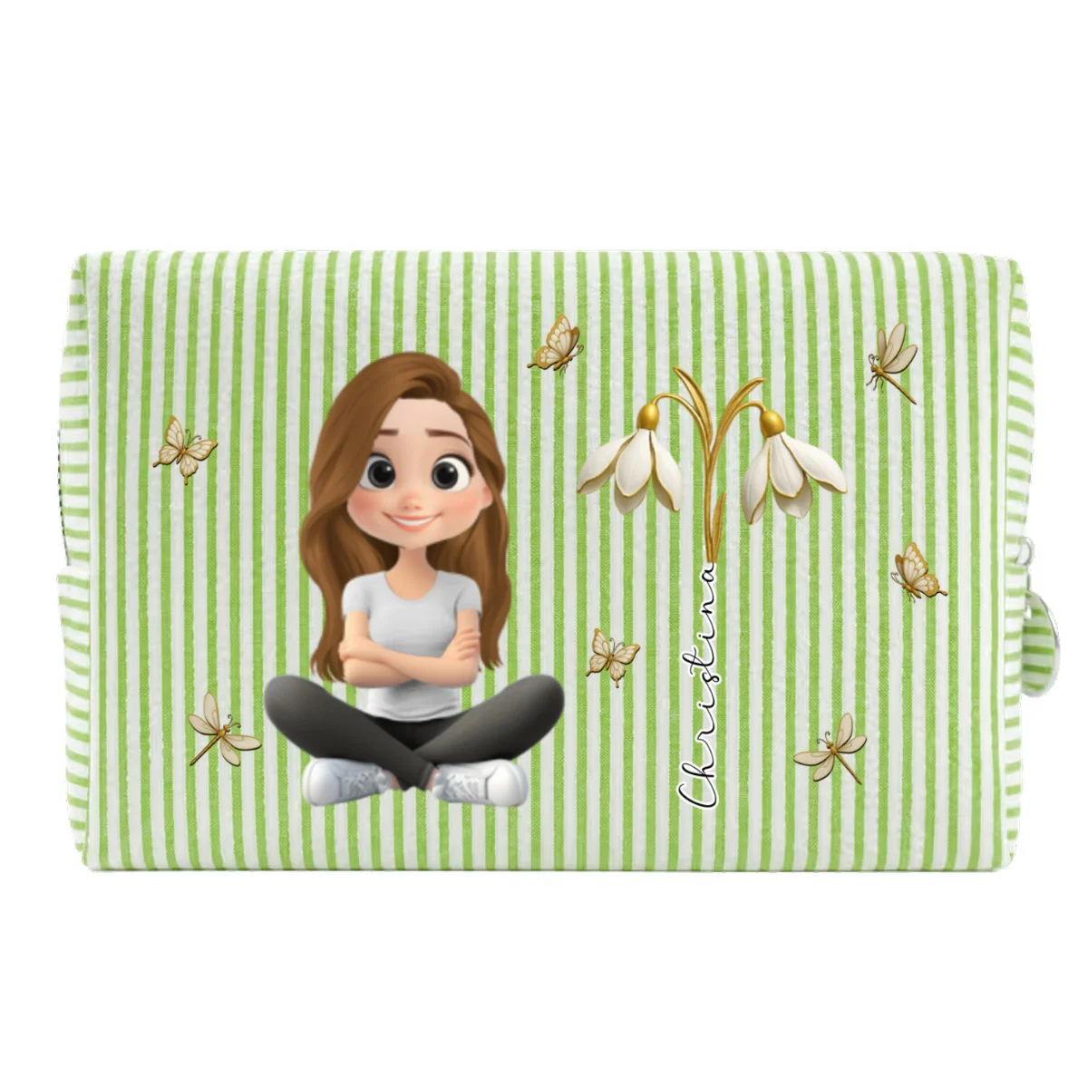 Floral Soul - Personalized Custom Seersucker Print Makeup Bag - Image 13