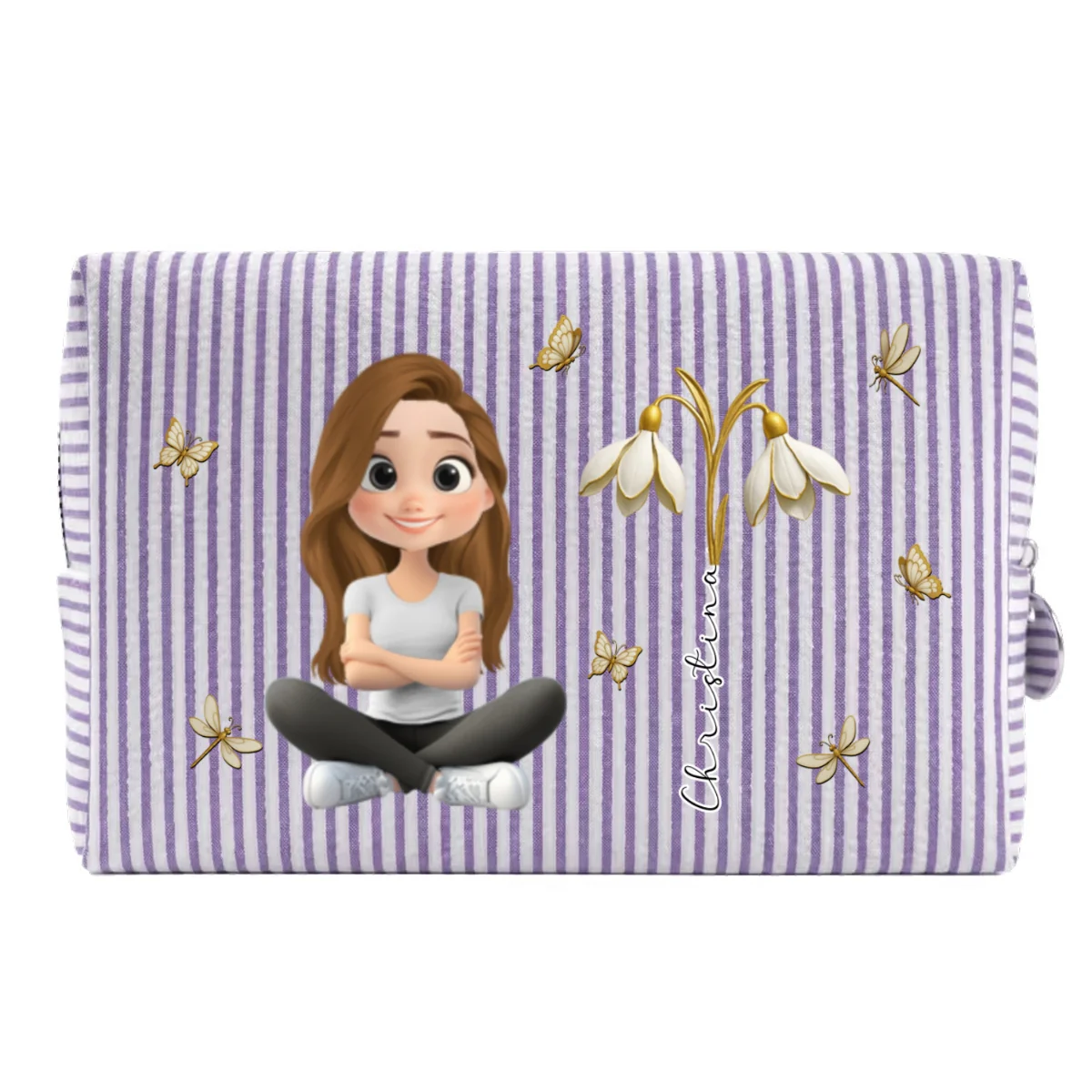 Floral Soul - Personalized Custom Seersucker Print Makeup Bag - Image 14