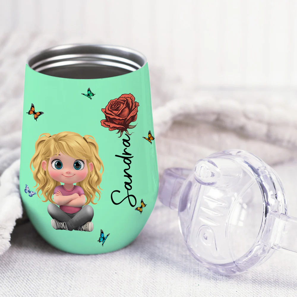 Floral Soul - Personalized Custom Sippy Cup With Handles - Image 5