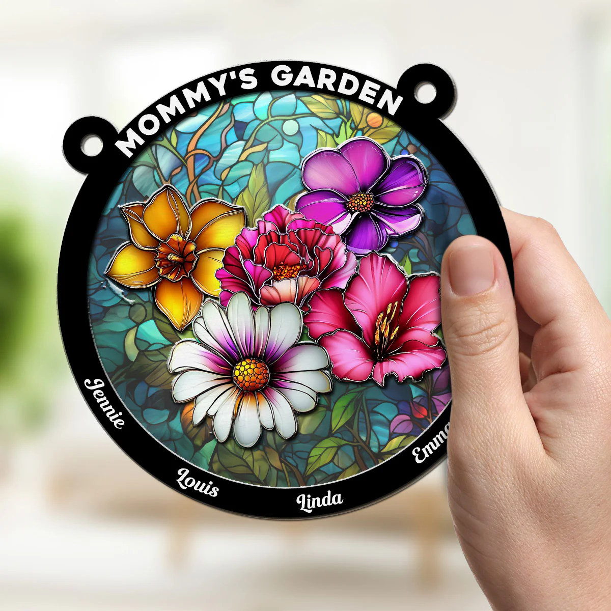 Flower Birth Month Garden Mother - Personalized Custom Suncatcher - Image 2