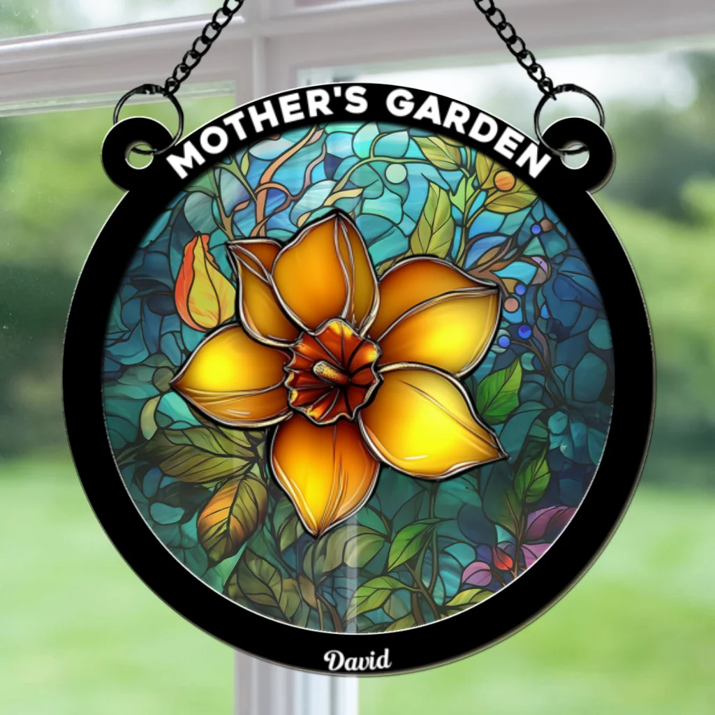Flower Birth Month Garden Mother - Personalized Custom Suncatcher - Image 5