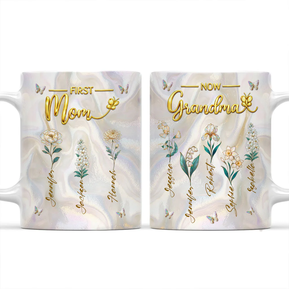 Flower Gift For Mom Grandma - Personalized Custom 3D Inflated Effect Mug