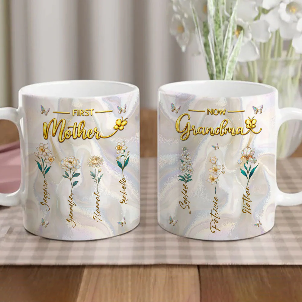 Flower Gift For Mom Grandma - Personalized Custom 3D Inflated Effect Mug - Image 6
