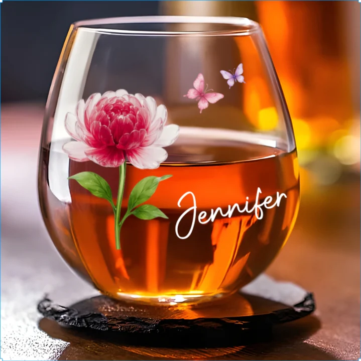 Flower Power - Personalized Custom Wine Glass - Image 6