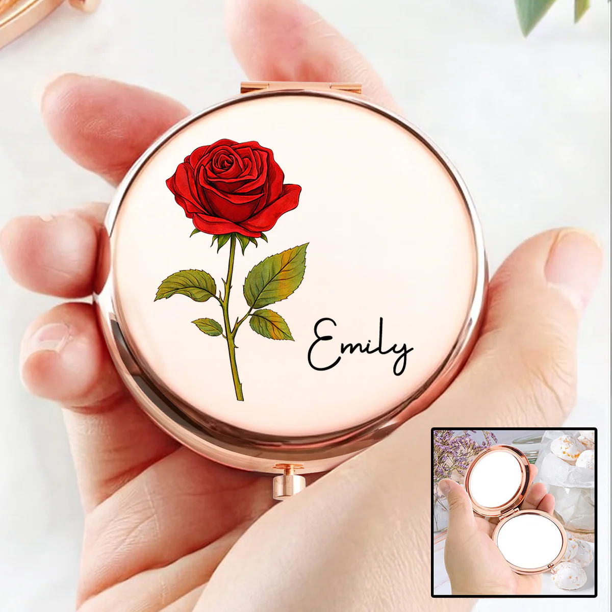 Flowers Bloom Where Beauty Lives - Personalized Custom Compact Mirror