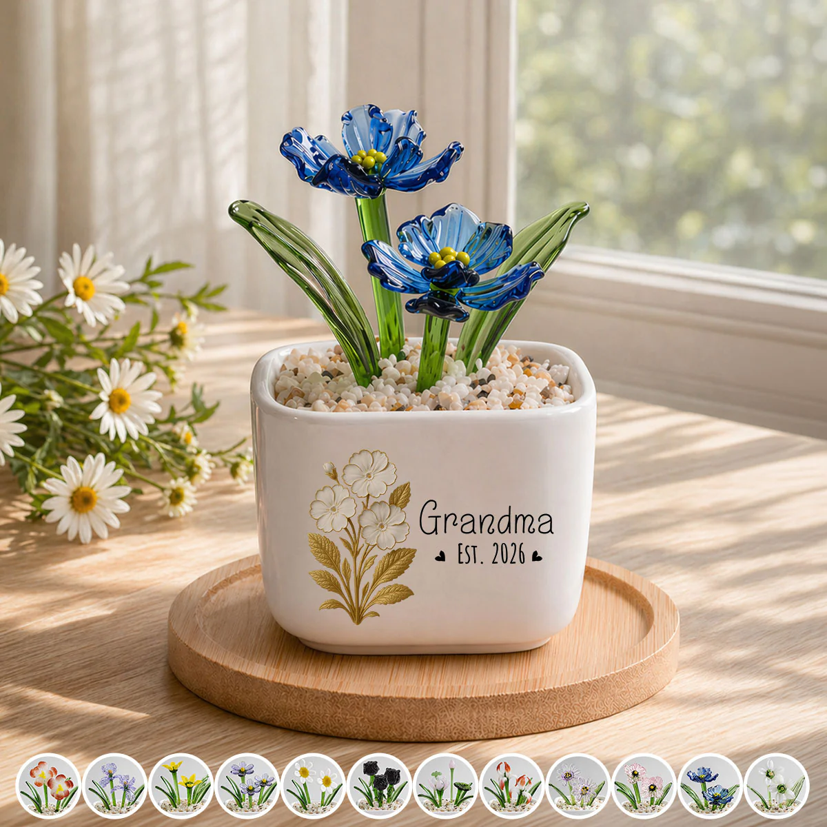 Flowers For Mom - Personalized Custom Glass Birth Month Flower