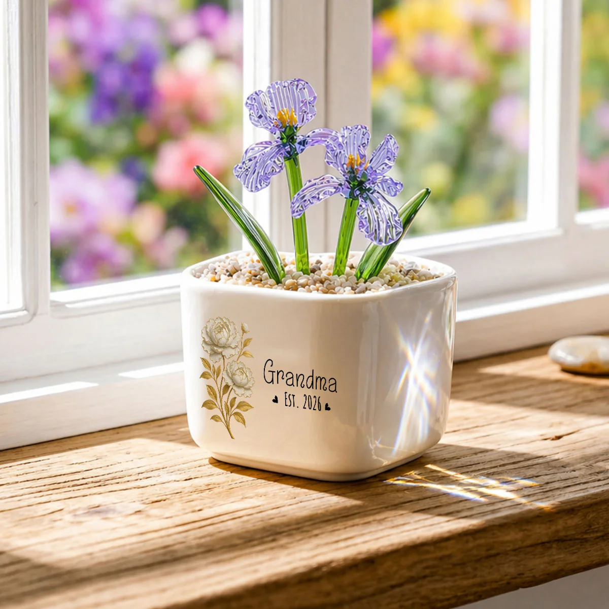 Flowers For Mom - Personalized Custom Glass Birth Month Flower - Image 2