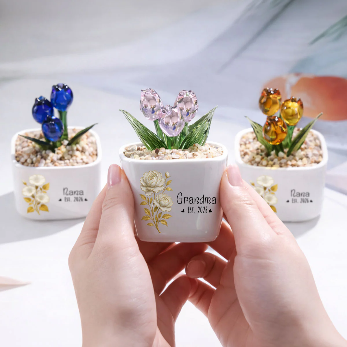 Flowers For The Best Mom Ever - Personalized Custom Glass Everlasting Tulips - Image 4