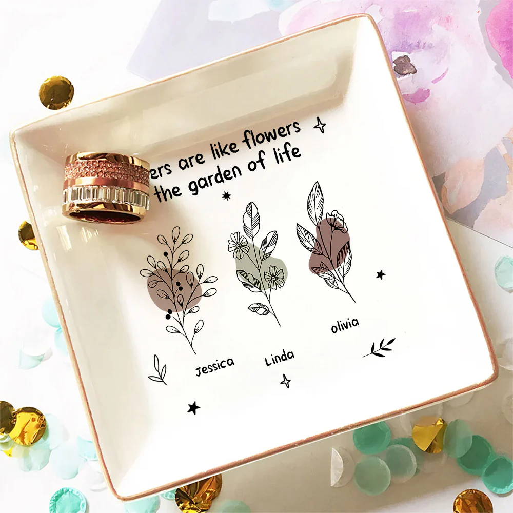 Flowers In The My Life - Personalized Custom Jewelry Dish - Image 2
