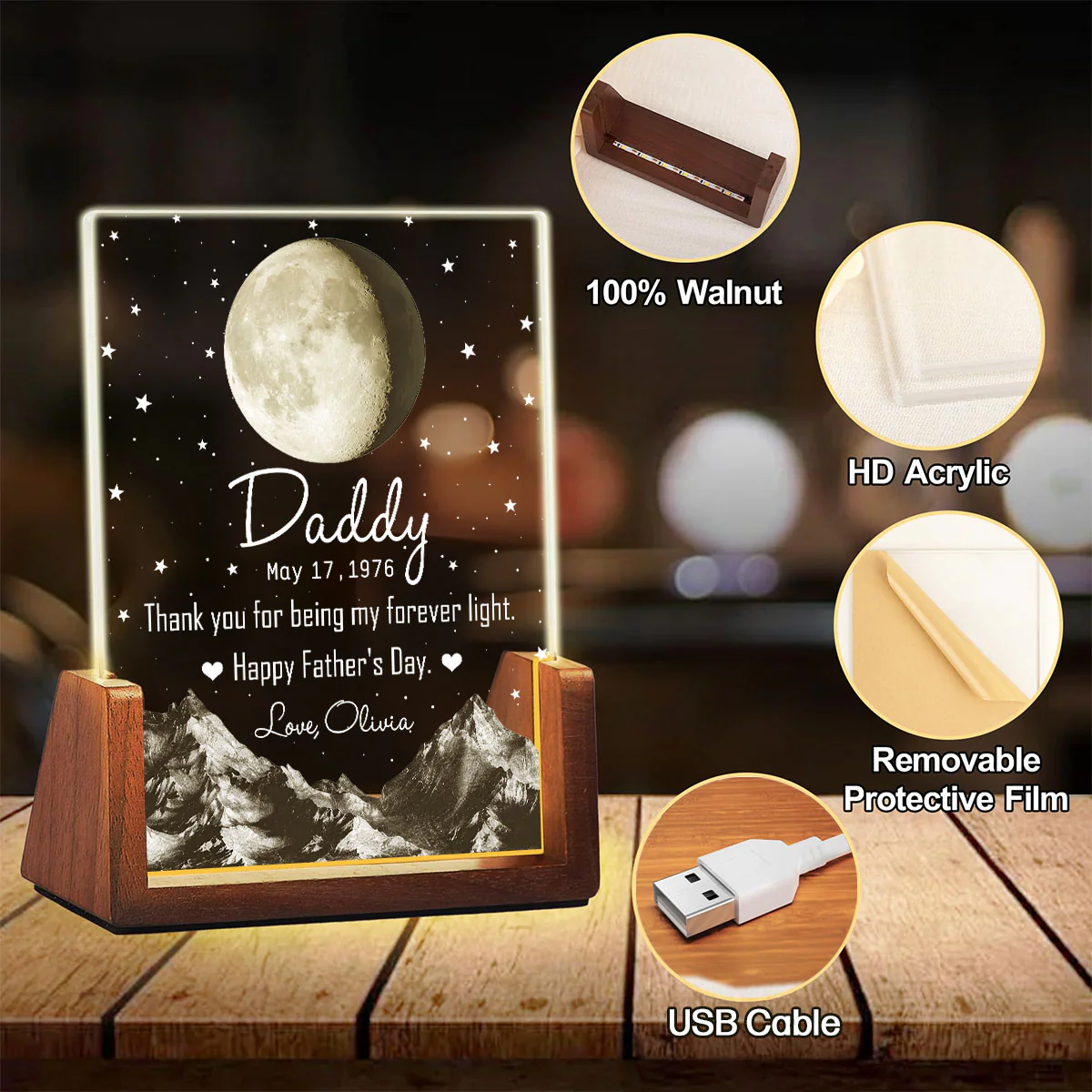 For Being My Forever Light - Personalized Custom Night Light - Image 7
