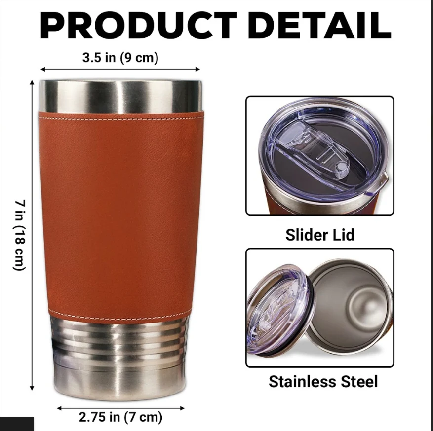 For My Brother - Personalized Custom Engraved Leather Tumbler - Image 7