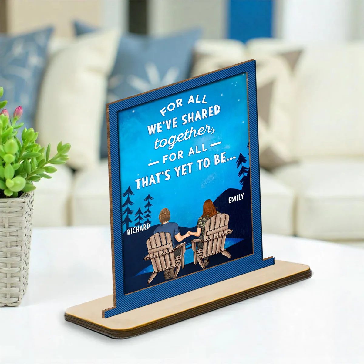 For The Present And Beyond - Personalized Custom 2-Layer Wood Plaque With Flat Base - Image 3