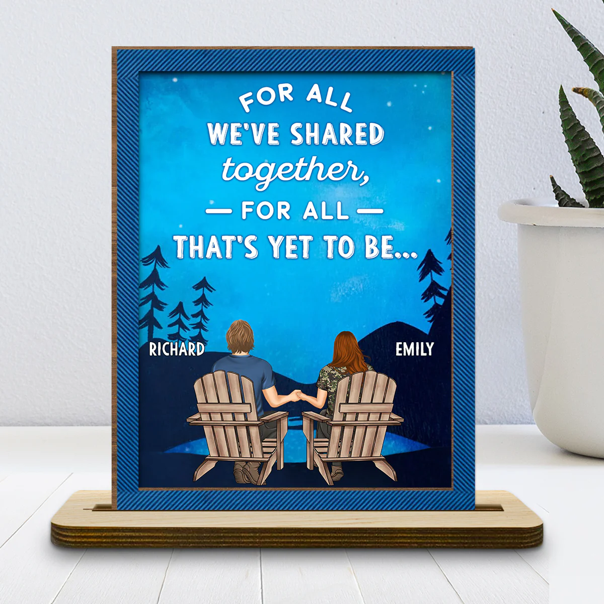 For The Present And Beyond - Personalized Custom 2-Layer Wood Plaque With Flat Base - Image 4