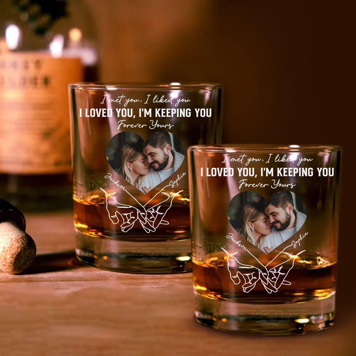 Forever And Always - Personalized Custom Whiskey Glass - Image 2