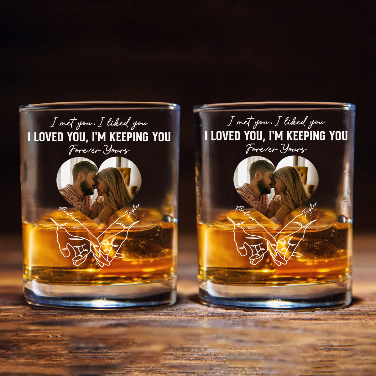 Forever And Always - Personalized Custom Whiskey Glass - Image 4