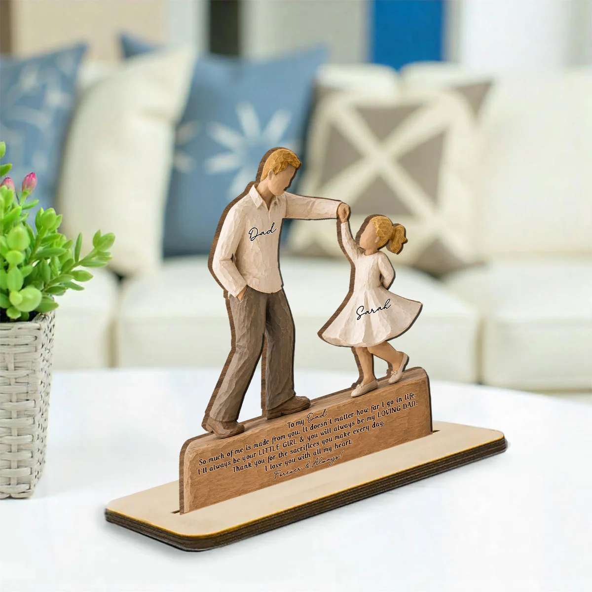 Forever And Always Your Little Girl - Personalized Custom 2-Layer Wood Plaque With Flat Base - Image 3
