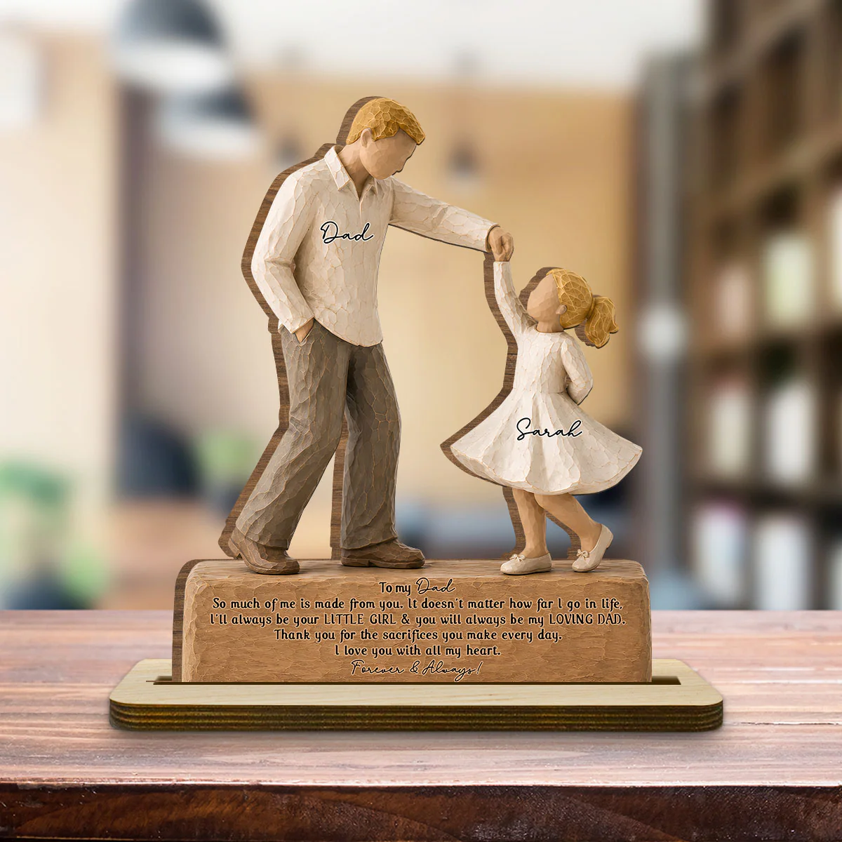 Forever And Always Your Little Girl - Personalized Custom 2-Layer Wood Plaque With Flat Base - Image 4