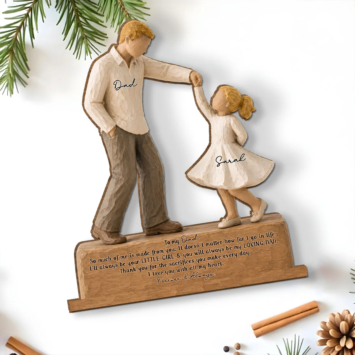 Forever And Always Your Little Girl - Personalized Custom 2-Layer Wood Plaque With Flat Base - Image 5