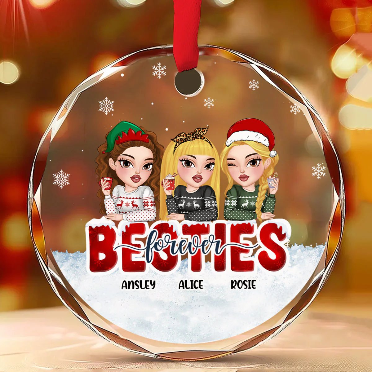 Forever Be My Bestie - Personalized Custom Glass Ornament - Image 2