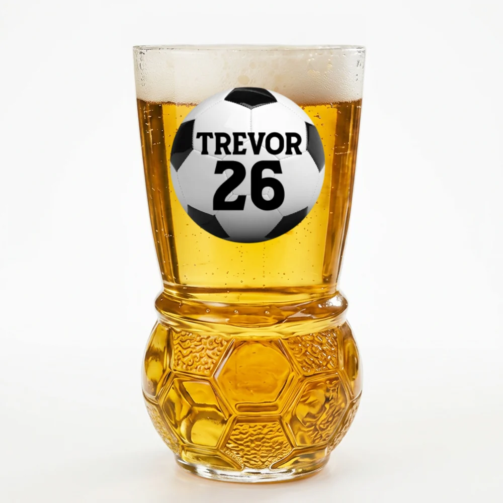 Forever Chasing The Ball - Personalized Custom Football Beer Glass - Image 6