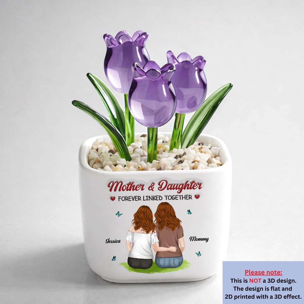 Forever Connected Mother Daughter - Personalized Custom 3D Inflated Effect Glass Everlasting Tulips - Image 10