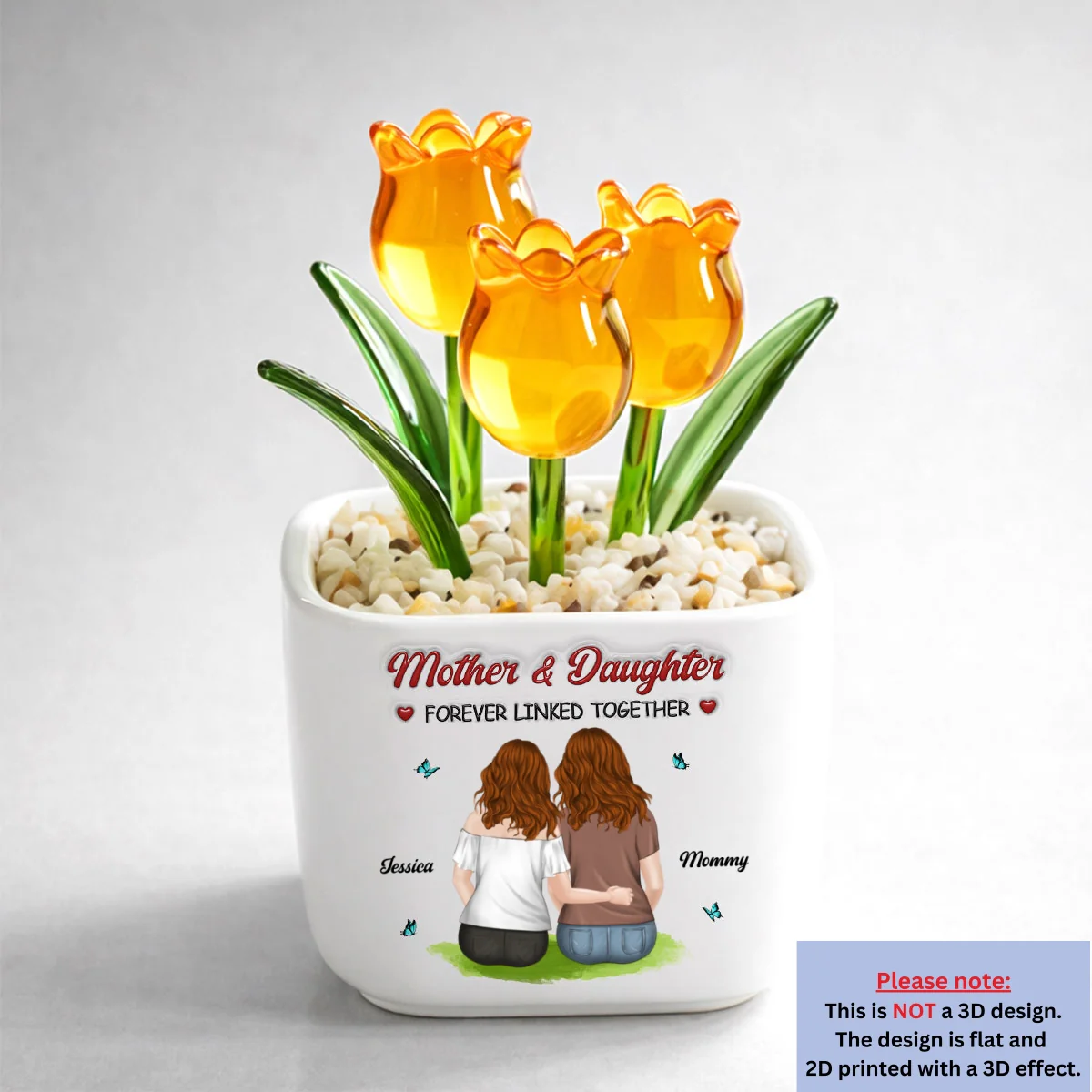 Forever Connected Mother Daughter - Personalized Custom 3D Inflated Effect Glass Everlasting Tulips - Image 11