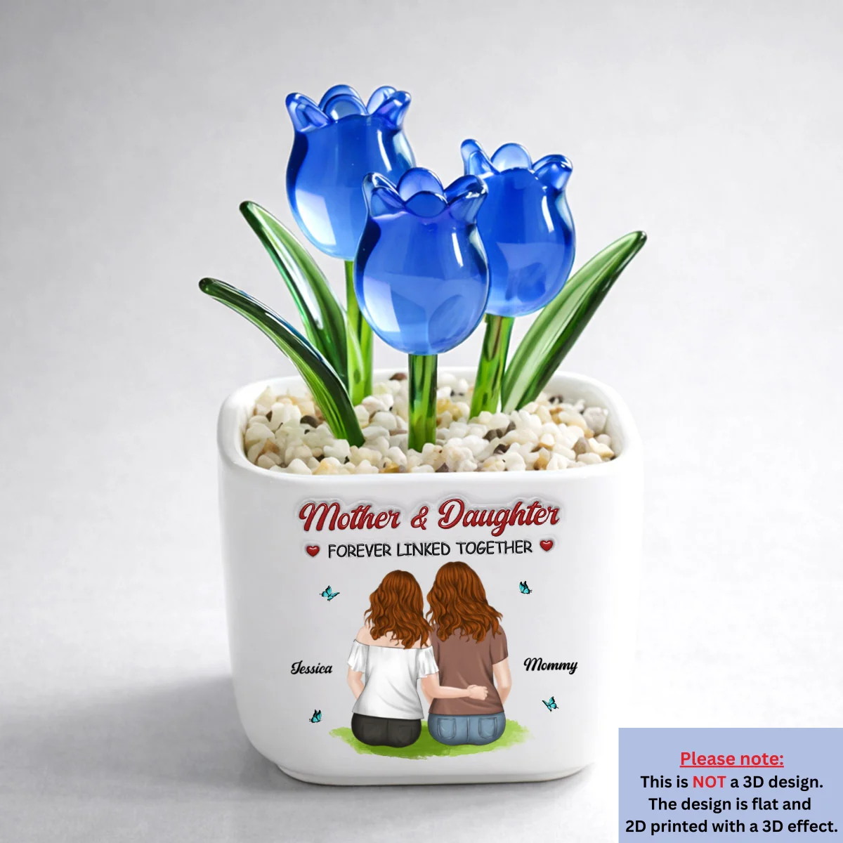 Forever Connected Mother Daughter - Personalized Custom 3D Inflated Effect Glass Everlasting Tulips - Image 8