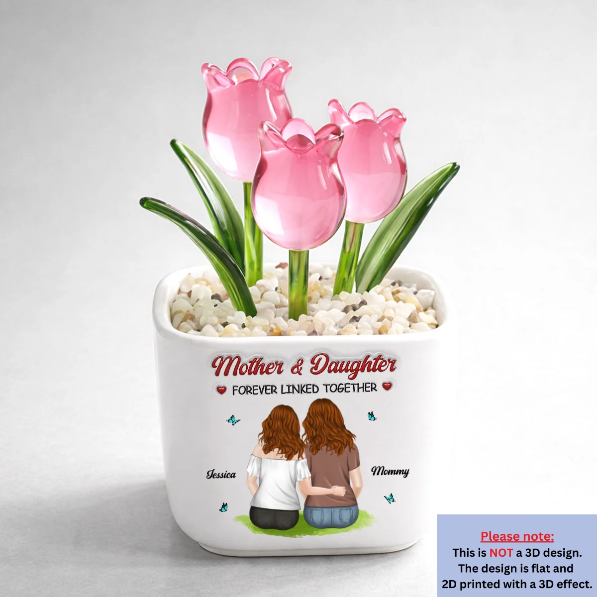 Forever Connected Mother Daughter - Personalized Custom 3D Inflated Effect Glass Everlasting Tulips - Image 9
