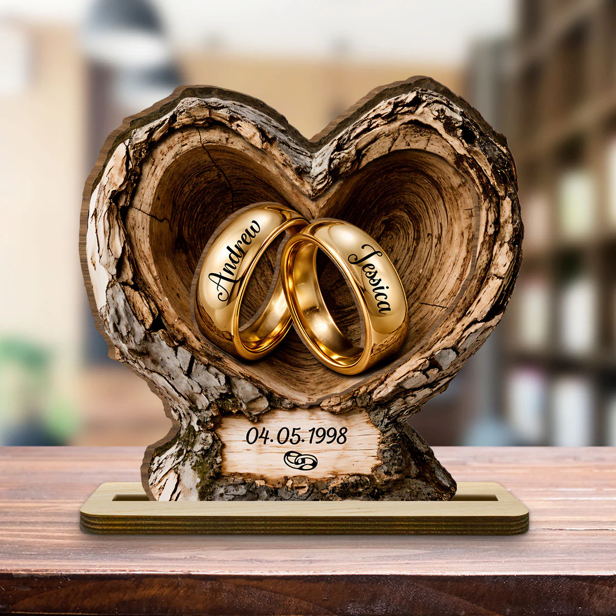 Forever In My Heart - Personalized Custom 2-Layer Wood Plaque With Flat Base - Image 2