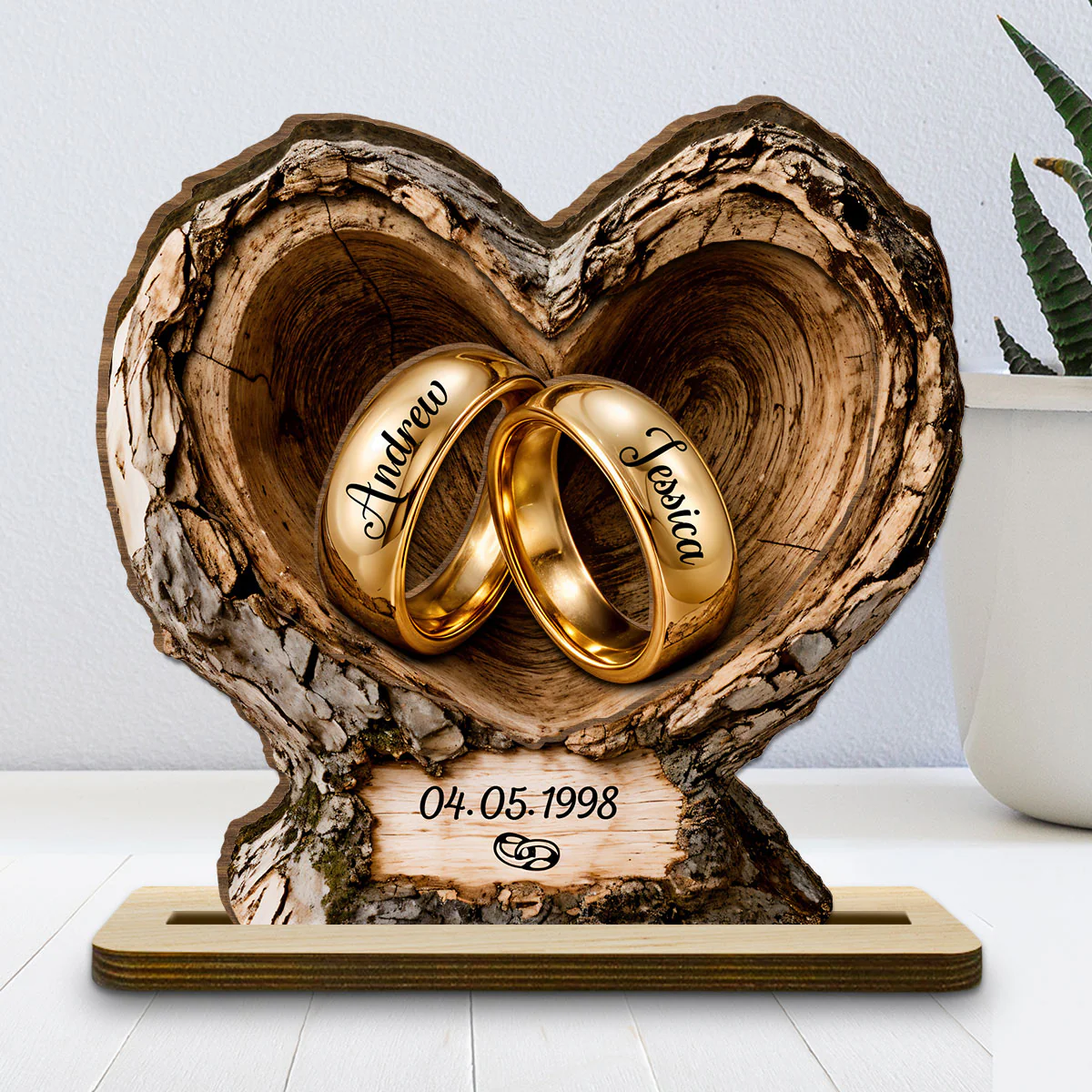 Forever In My Heart - Personalized Custom 2-Layer Wood Plaque With Flat Base - Image 3