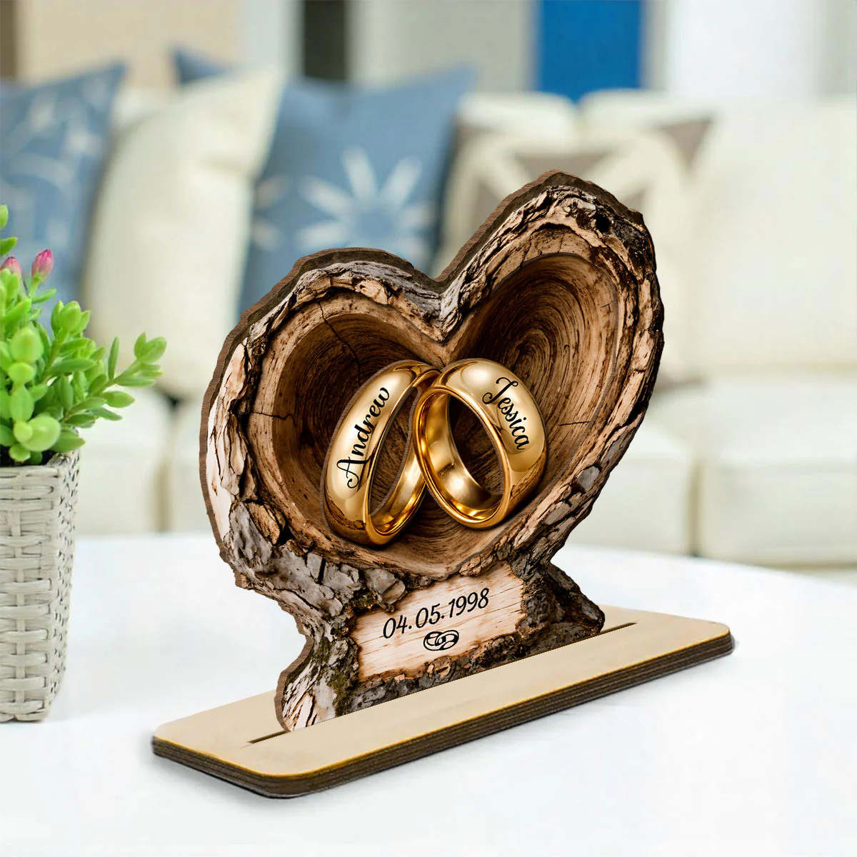 Forever In My Heart - Personalized Custom 2-Layer Wood Plaque With Flat Base - Image 4