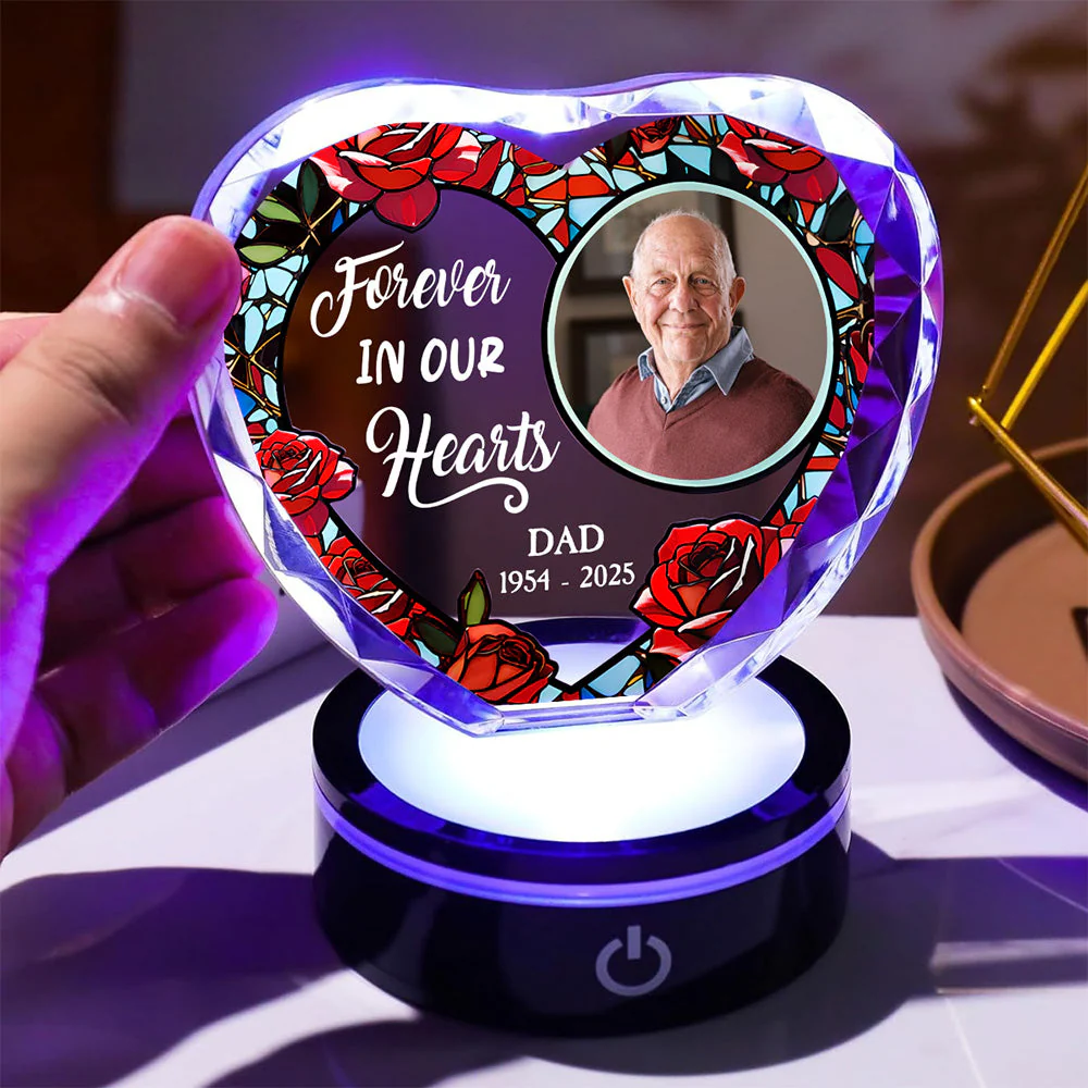 Forever In My Heart Version 2 - Personalized Custom Crystal Led Light - Image 5