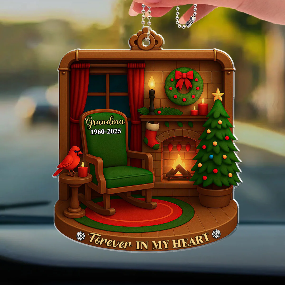 Forever In Our Heart - Personalized Custom Car Ornament - Image 3