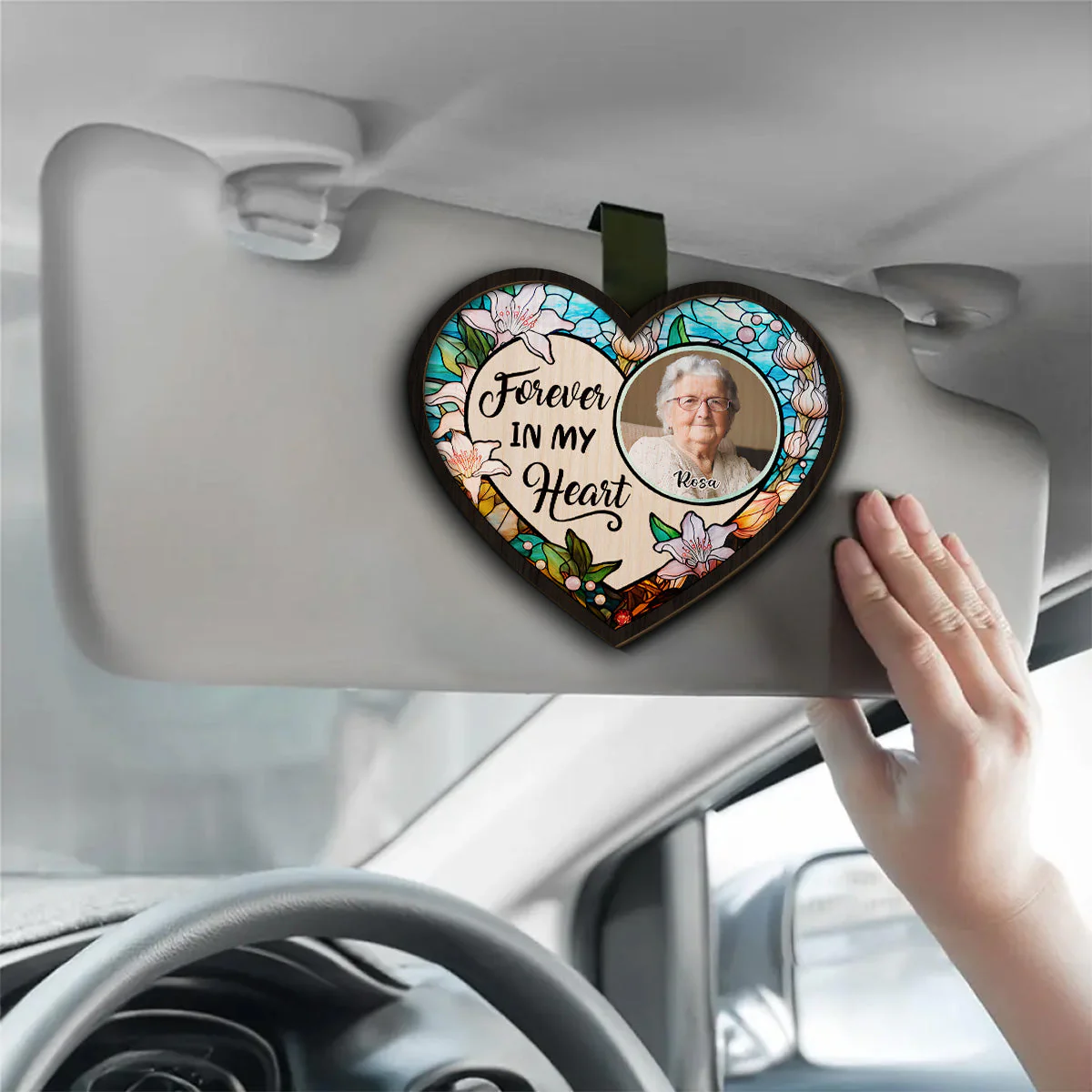 Forever In Our Hearts - Personalized Custom Car Visor Clip - Image 4