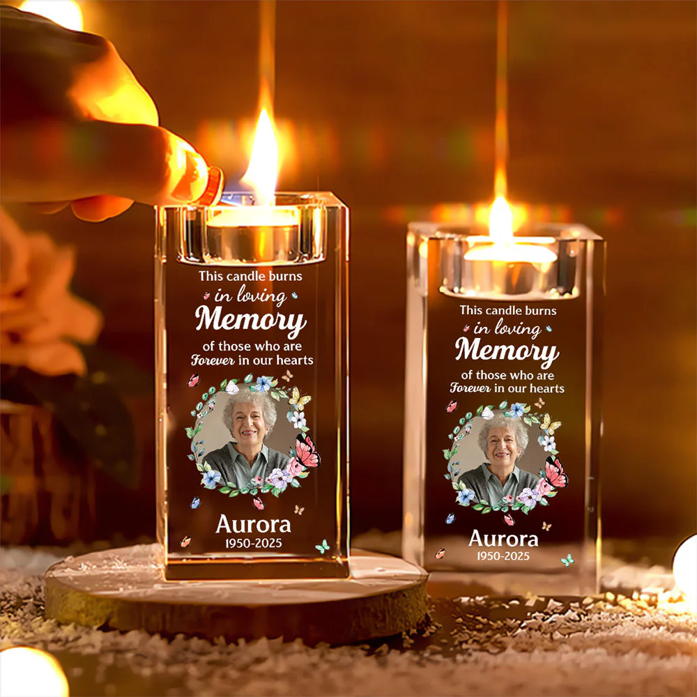 Forever In Our Hearts - Personalized Custom Crystal Candle Holder - Image 4