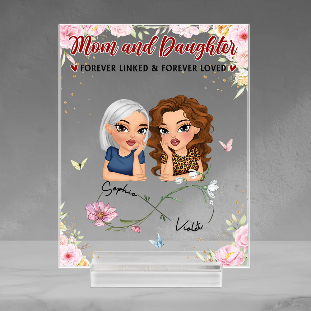 Forever Linked And Forever Loved - Personalized Custom Acrylic Plaque With Base - Image 4
